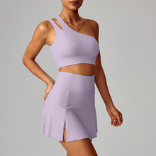 Load image into Gallery viewer, 「Asymmetric Edge」One-Shoulder Yoga Set ✨ Quick-Dry Sports Skirt Outfit
