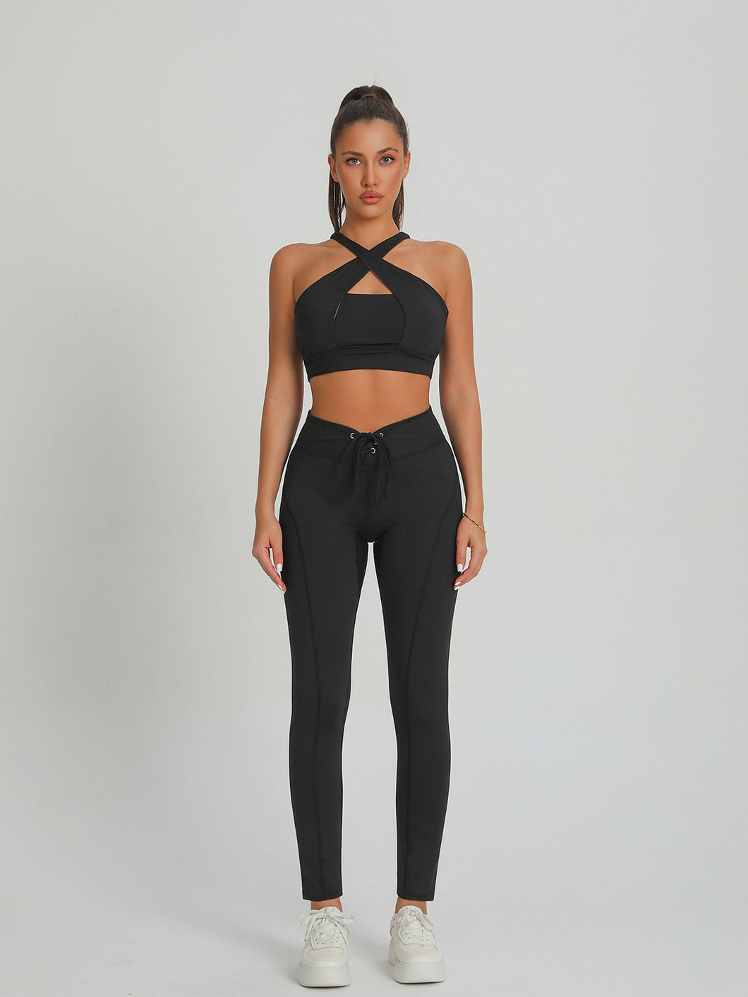 「Curve Confidence」Plus Size Yoga Set ✨ Cross Back Pants & Sports Bra