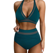 Carica l&#39;immagine nel visualizzatore di Gallery, 🔥【Sexy Bikini Set】High Waist Two-Piece | Sheer Mesh Bathing Suit | Padded Swimwear
