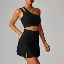 Load image into Gallery viewer, 「Asymmetric Edge」One-Shoulder Yoga Set ✨ Quick-Dry Sports Skirt Outfit
