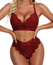 Cargar imagen en el visor de la galería, 🔥【New Arrival】Lace 3-Piece Lingerie Set | Sheer Seductive Underwear
