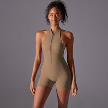 Charger l&#39;image dans la galerie, 「Peach Storm」High-Intensity Bodysuit ✨ Zip-Front Sports Jumpsuit
