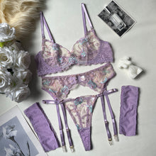 Load image into Gallery viewer, 「Noir Rose」Couture Embroidery Lingerie Set ✨ French Guipure Lace &amp; Silk Bondage
