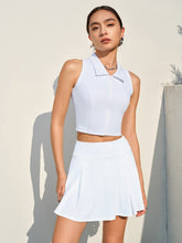 Charger l&#39;image dans la galerie, 「Thunder Goddess」Front Zip Sports Set ✨ High-Impact Bra &amp; Tennis Skirt
