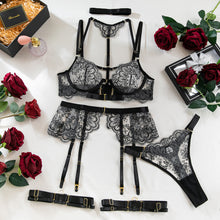 Charger l&#39;image dans la galerie, 🔥【5-Piece Lingerie Set】Sheer Mesh &amp; Lace Seductive Outfit
