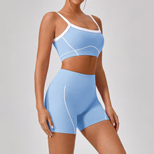 Lade das Bild in den Galerie-Viewer, 「Nude Statement」Color Block Yoga Set ✨ Built-in Bra Cami &amp; Shorts

