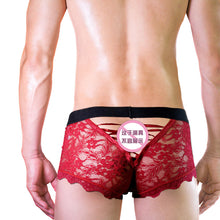 Carica l&#39;immagine nel visualizzatore di Gallery, Men&#39;s Erotic Panties Lace Back Tie Transparent Mesh Low Rise Boxer Briefs
