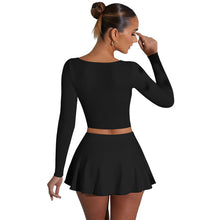 Lade das Bild in den Galerie-Viewer, 「Breeze Motion」Long Sleeve Yoga Set ✨ Quick-Dry Sports Skirt Outfit
