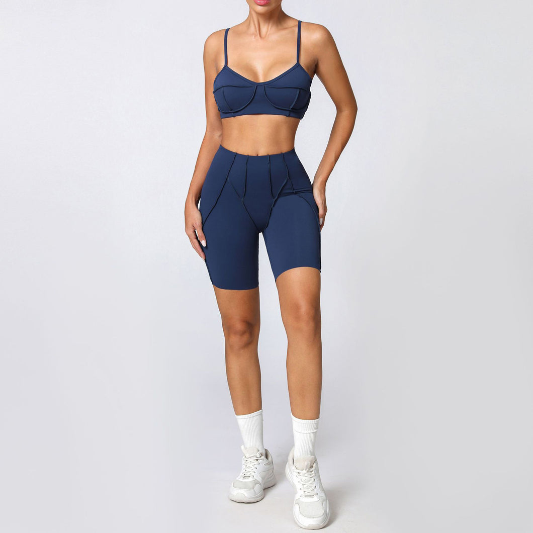 「Soft Strength」Brushed Yoga Set ✨ Nylon Sports Bra & Shorts