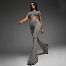 Charger l&#39;image dans la galerie, 「Lazy Chic」Sports Leisure Set ✨ Crop Top &amp; Flare Pants Yoga Outfit
