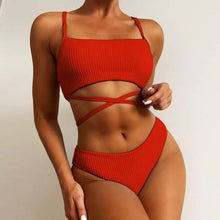 Load image into Gallery viewer, 🌊【High Waist Bikini】Wave Print Two-Piece | Sexy Backless Swimwear
