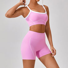 Lade das Bild in den Galerie-Viewer, 「Nude Statement」Color Block Yoga Set ✨ Built-in Bra Cami &amp; Shorts
