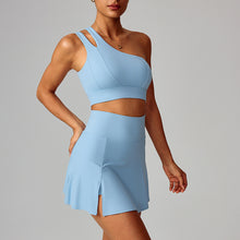 Load image into Gallery viewer, 「Asymmetric Edge」One-Shoulder Yoga Set ✨ Quick-Dry Sports Skirt Outfit

