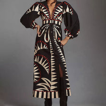 Cargar imagen en el visor de la galería, 「Renaissance Revival」Vintage Print Maxi Dress ✨ puff Sleeve Gown
