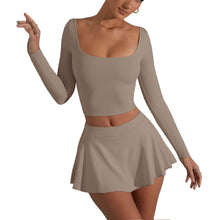 Lade das Bild in den Galerie-Viewer, 「Breeze Motion」Long Sleeve Yoga Set ✨ Quick-Dry Sports Skirt Outfit
