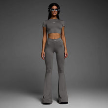 Charger l&#39;image dans la galerie, 「Lazy Chic」Sports Leisure Set ✨ Crop Top &amp; Flare Pants Yoga Outfit
