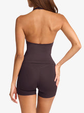 Charger l&#39;image dans la galerie, 「Coco Deep」Halter Sports Set ✨ Brown Crop Top &amp; 3-Inch Shorts
