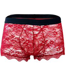 Load image into Gallery viewer, Men&#39;s Erotic Panties Lace Back Tie Transparent Mesh Low Rise Boxer Briefs
