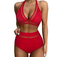 Carica l&#39;immagine nel visualizzatore di Gallery, 🔥【Sexy Bikini Set】High Waist Two-Piece | Sheer Mesh Bathing Suit | Padded Swimwear
