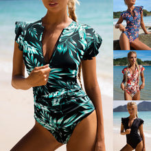 Cargar imagen en el visor de la galería, 🌺【Spring/Summer New】Ruffle One-Piece | Modest Floral Swimsuit
