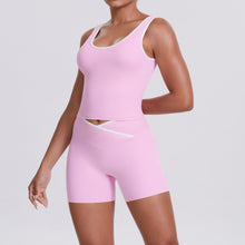 Lade das Bild in den Galerie-Viewer, 「Crisscross Queen」Cutout Back Yoga Set ✨ Color Block Fitness Outfit
