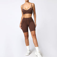 Charger l&#39;image dans la galerie, 「Soft Strength」Brushed Yoga Set ✨ Nylon Sports Bra &amp; Shorts
