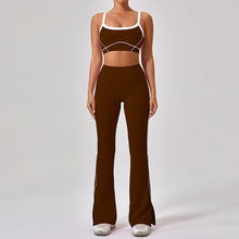 Lade das Bild in den Galerie-Viewer, 「Nude Statement」Color Block Yoga Set ✨ Built-in Bra Cami &amp; Leggings
