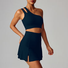 Load image into Gallery viewer, 「Asymmetric Edge」One-Shoulder Yoga Set ✨ Quick-Dry Sports Skirt Outfit
