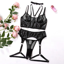 Carica l&#39;immagine nel visualizzatore di Gallery, 🔥【Plus Size Fetish Set】PU Leather &amp; Fishnet Lingerie | Roleplay Costume
