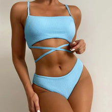 Load image into Gallery viewer, 🌊【High Waist Bikini】Wave Print Two-Piece | Sexy Backless Swimwear
