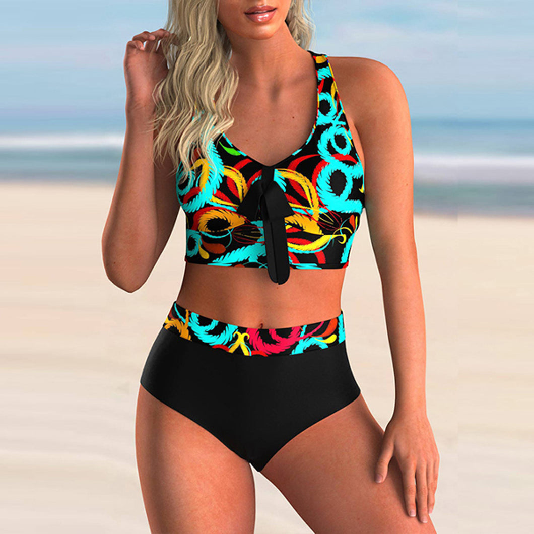 🔥【Crisscross Bikini】High Waist Two-Piece Set | Sexy Backless Swimwear