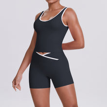 Lade das Bild in den Galerie-Viewer, 「Crisscross Queen」Cutout Back Yoga Set ✨ Color Block Fitness Outfit
