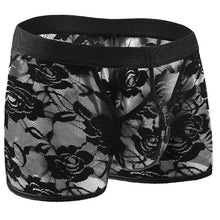 Charger l&#39;image dans la galerie, Lingerie sexy pour hommes Lingerie érotique Culottes en dentelle Boxer ouvert en dentelle
