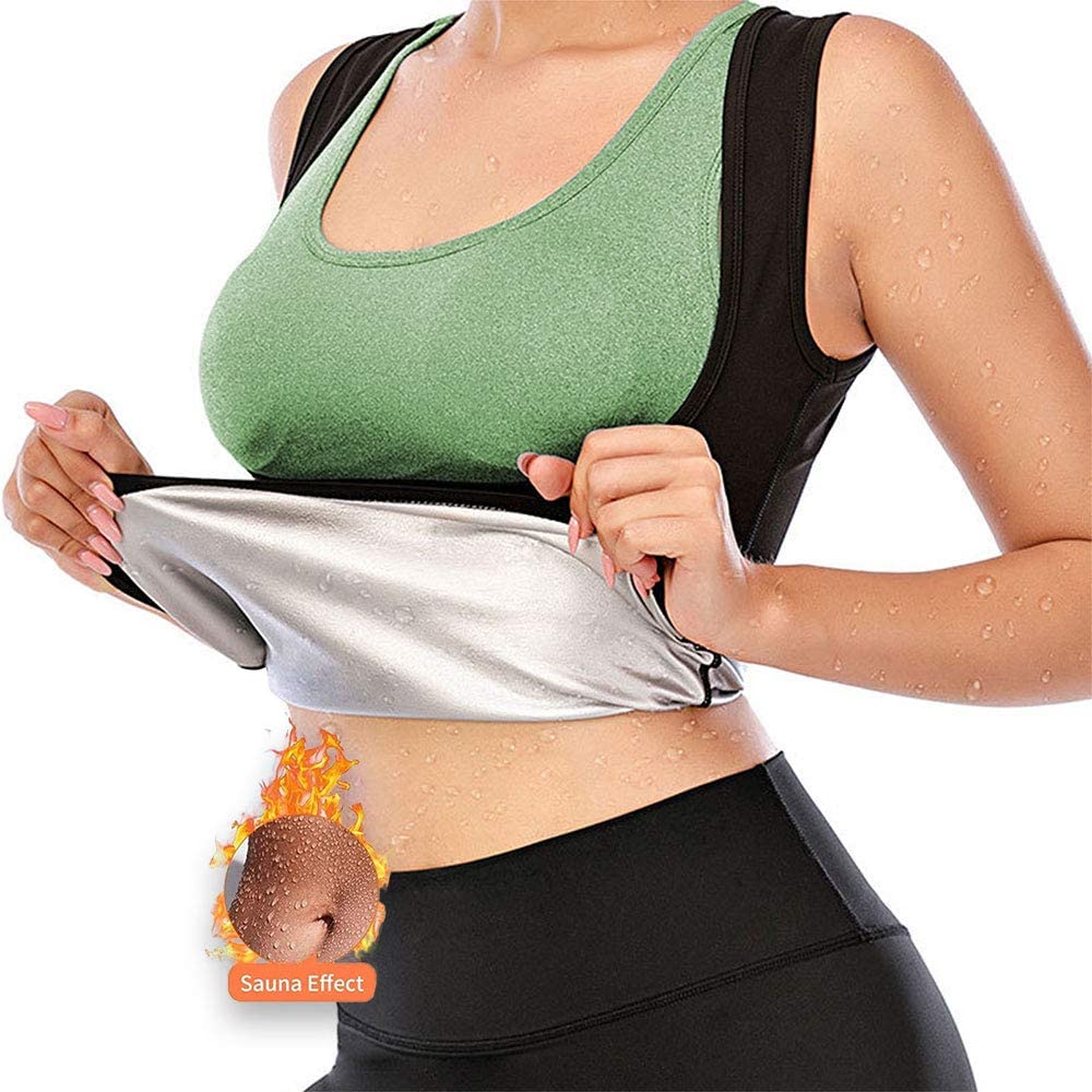 Women's Sweat Vest, Sauna Sport Slimming Tank Top Slimming Girdle Flat Belly Fitness Waist Trainer